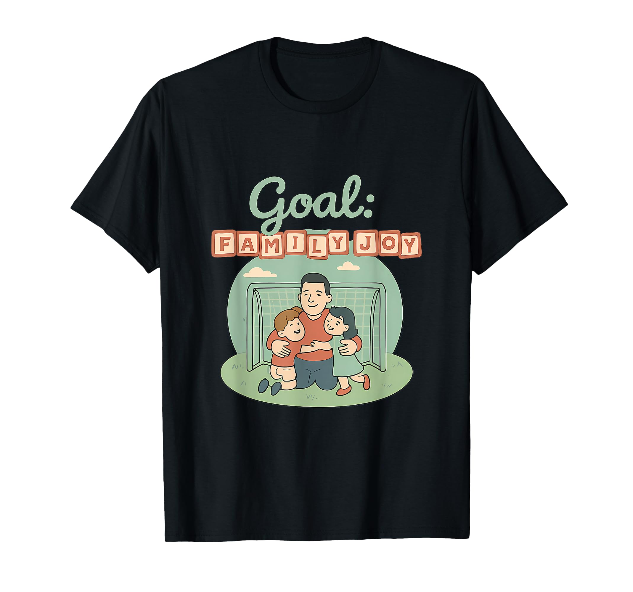 Whimsical Victory Family Joy Soccer T-Shirt - Unique Graphic for Adults