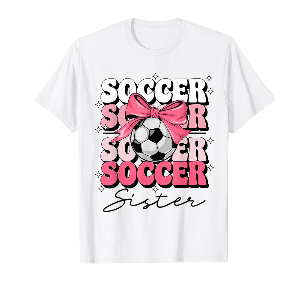Groovy Soccer Sister Coquette Bow T-Shirt - Streetwear Style Men Women