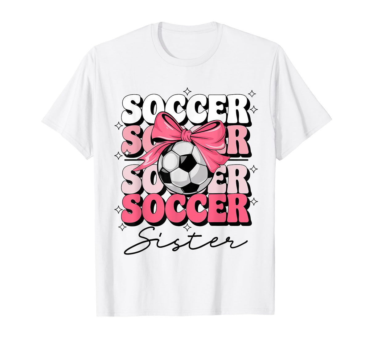 Groovy Soccer Sister Coquette Bow T-Shirt - Streetwear Style Men Women