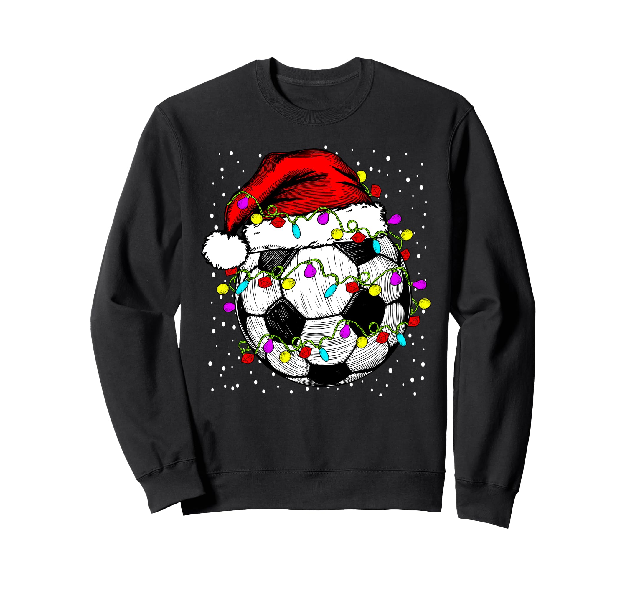 Soccer Ball Santa Hat Lights Coach Sweatshirt - Unique Graphic for Adults