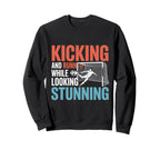 Soccer Kicking And Running While Sweatshirt - Unique Graphic Men Women