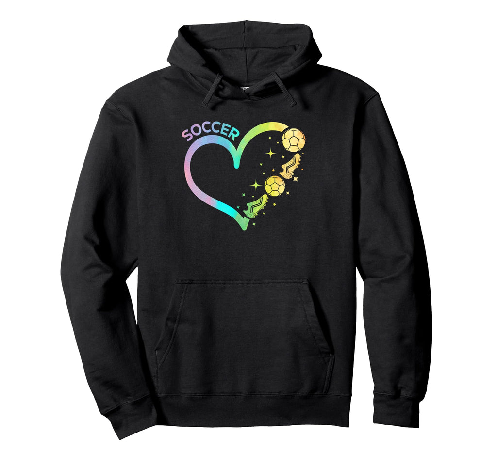 Colorful Watercolor Soccer Heart Soccer Hoodie - Trendy Graphic Men Women