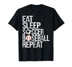 Eat Sleep Soccer Baseball Repeat T-Shirt - Minimalist Print for Adults
