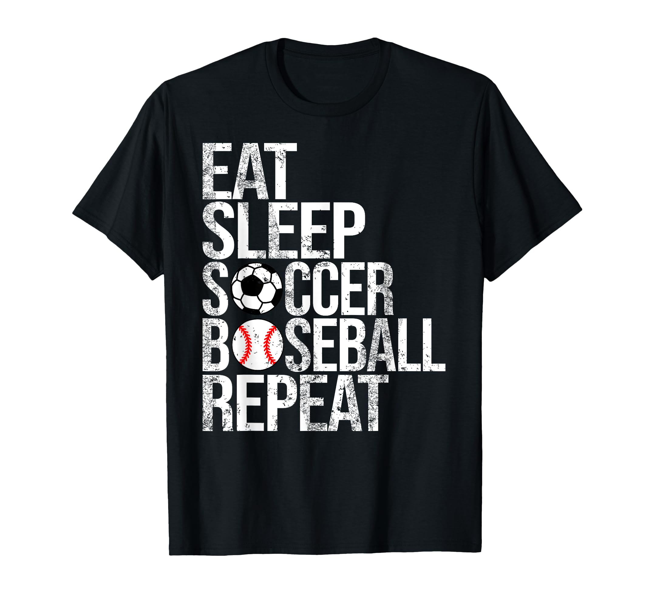Eat Sleep Soccer Baseball Repeat T-Shirt - Minimalist Print for Adults