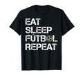 Eat Sleep Futbol Repeat Multi Color T-Shirt - Aesthetic Graphic Unisex