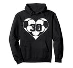 Soccer Number 30 Jersey Funny Soccer Heart Hoodie - Graphic Print Unisex