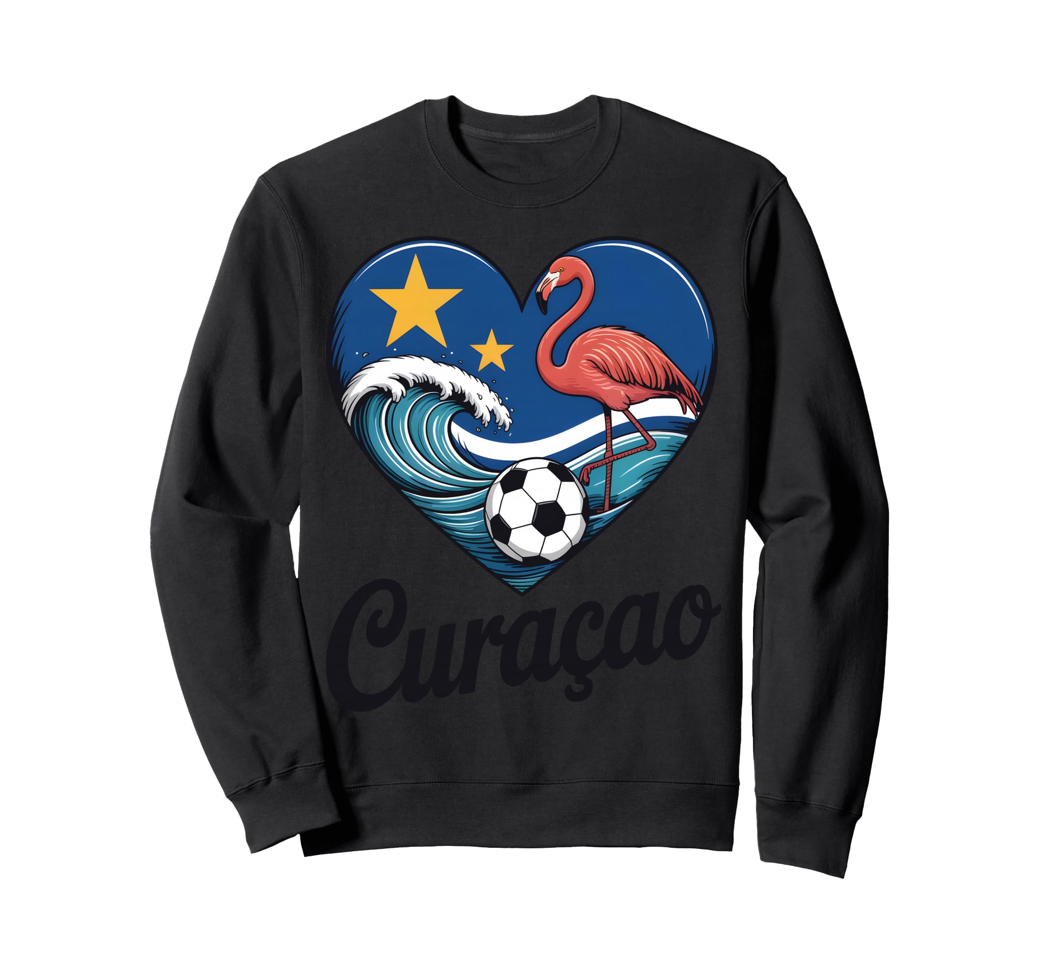 Cura Ao Soccer Heart Caribbean Sweatshirt - Minimalist Print Men Women