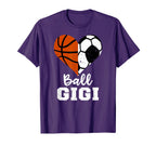 Ball Gigi Funny Soccer Basketball Heart T-Shirt - Graphic Print for Adults