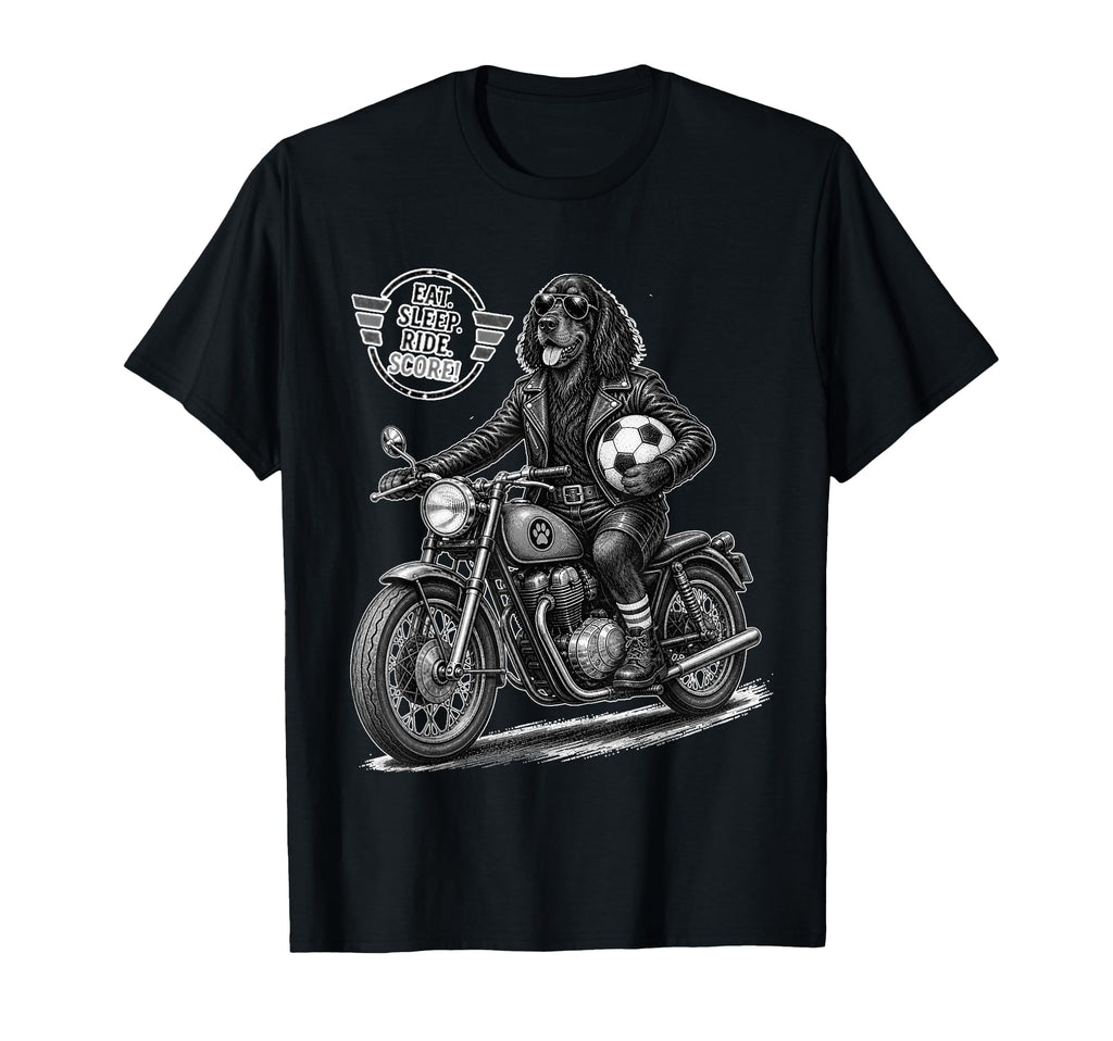 Gordon Setter Motorbike Love Footbal T-Shirt - Fun Novelty Design Unisex