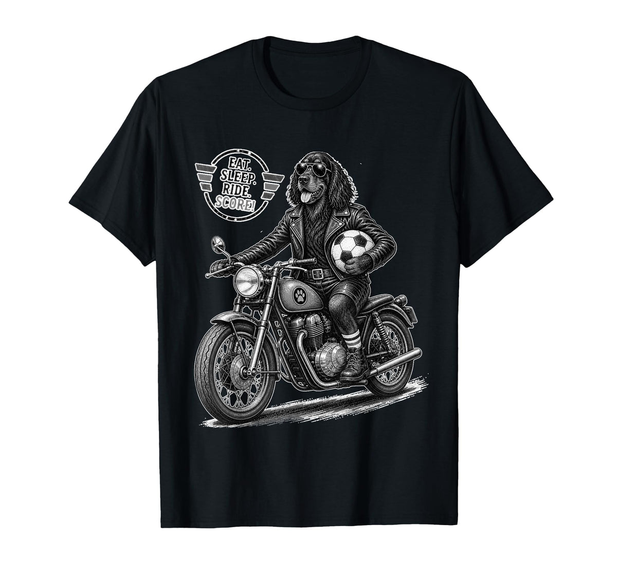 Gordon Setter Motorbike Love Footbal T-Shirt - Fun Novelty Design Unisex
