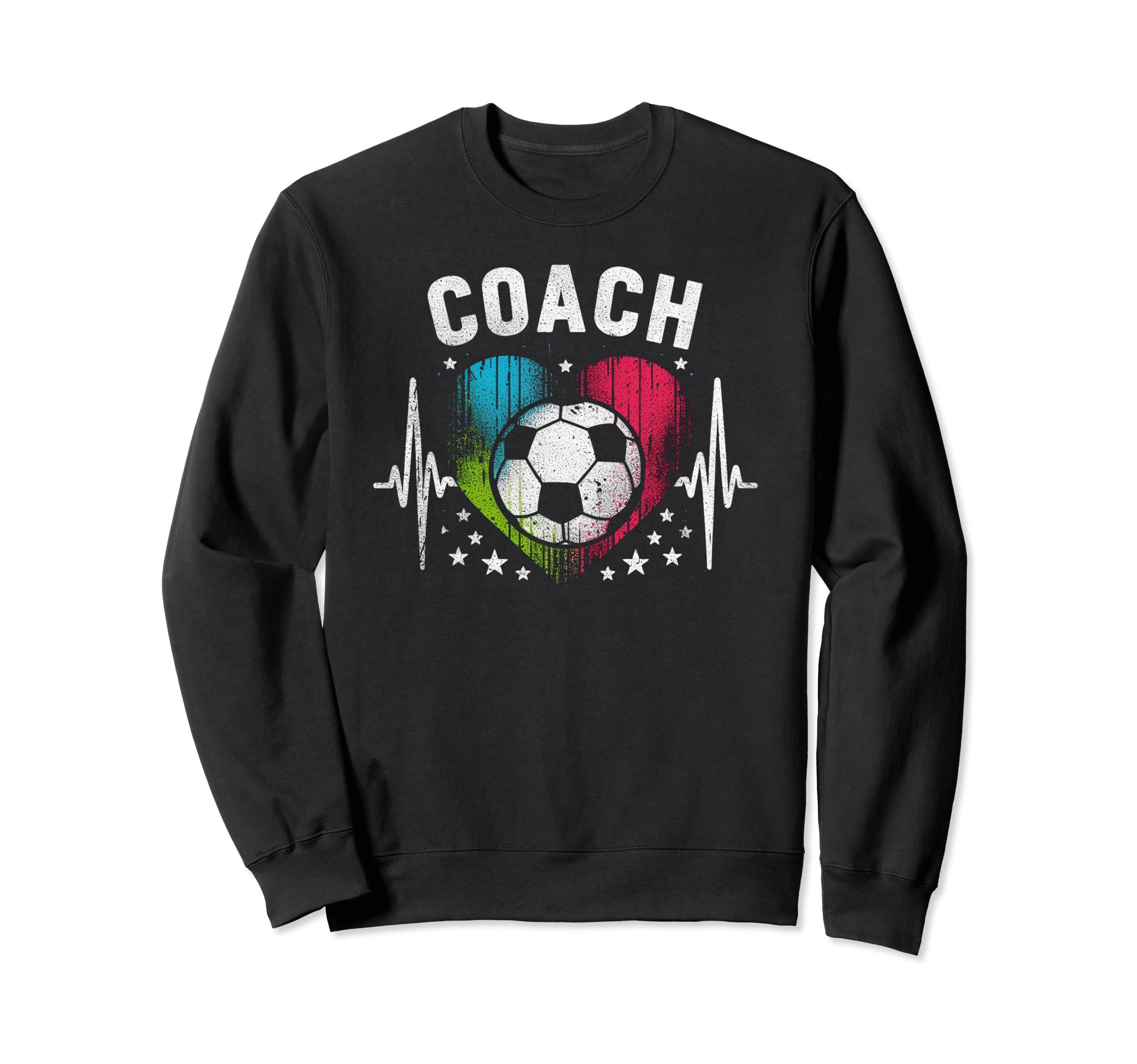 Soccer Coach Training Heart Beat Sweatshirt - Graphic Print Unisex