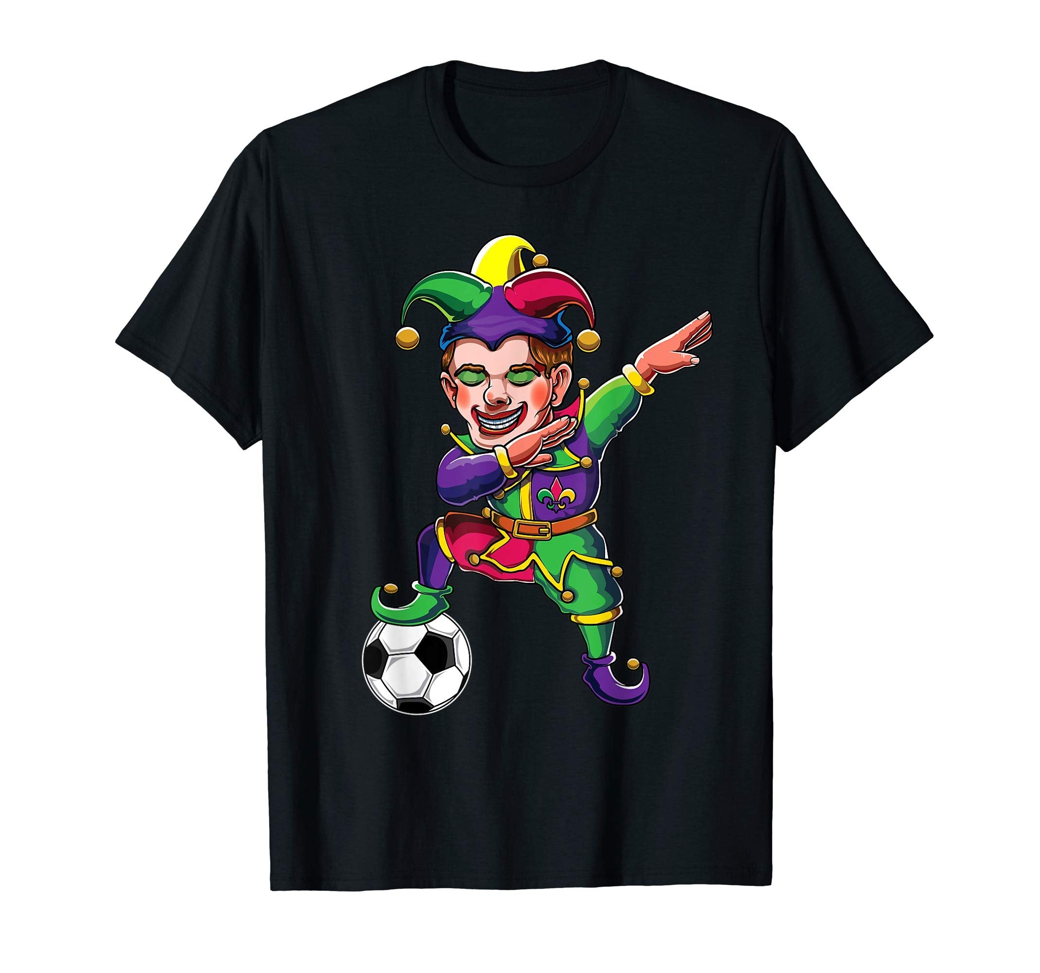 Dabbing Mardi Gras Jester Soccer T-Shirt - Custom Art Print Men Women