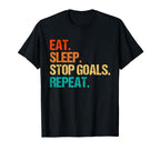 Eat Sleep Stop Goals Repeat Goalie T-Shirt - Graphic Print for Adults