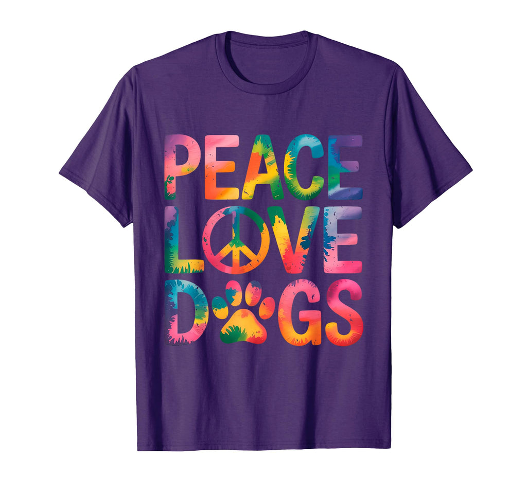 Peace Love Dogs Hippie Dog Lover T-Shirt - Casual Everyday Wear for Adults