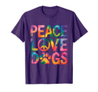 Peace Love Dogs Hippie Dog Lover T-Shirt - Casual Everyday Wear for Adults