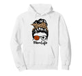 Mom Life Messy Bun Hair Funny Soccer Hoodie - Unique Graphic for Adults