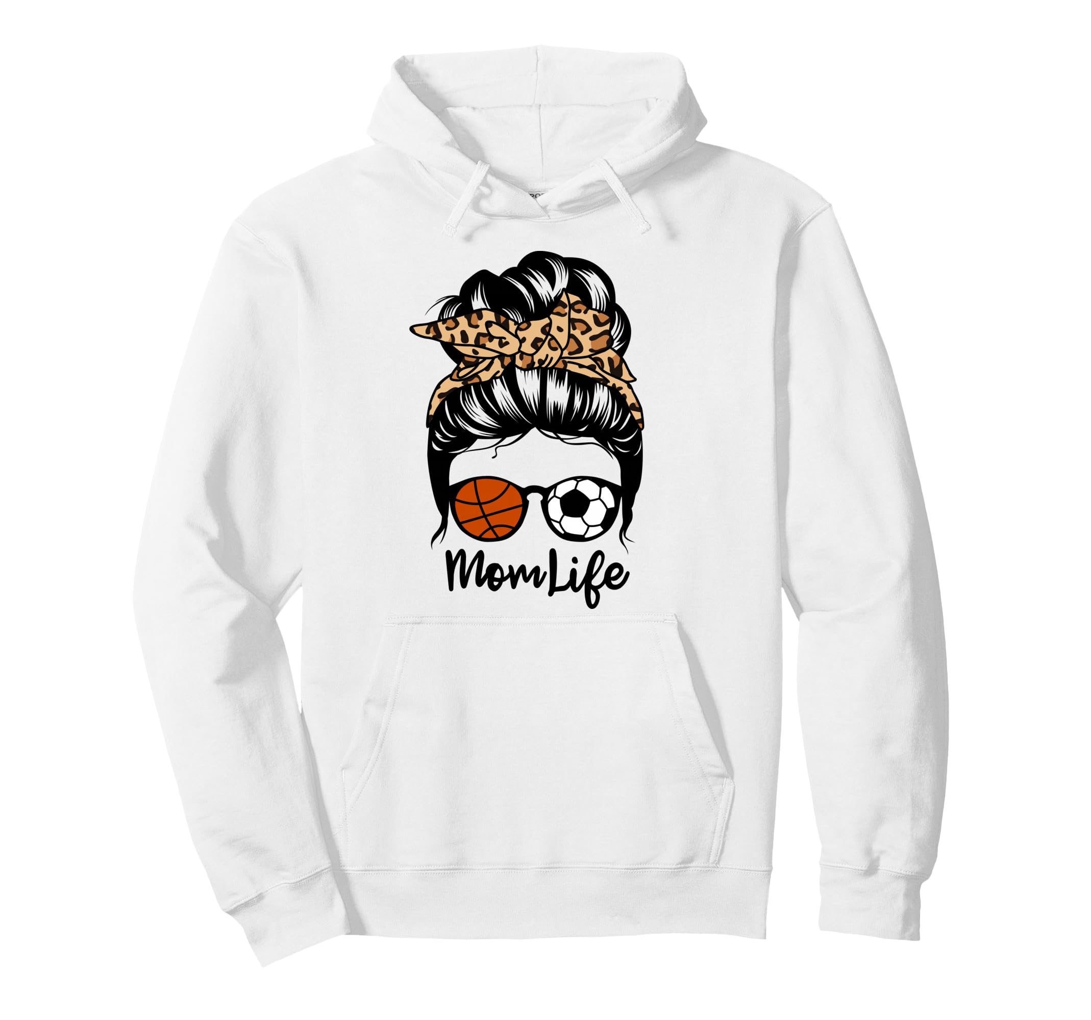 Mom Life Messy Bun Hair Funny Soccer Hoodie - Unique Graphic for Adults