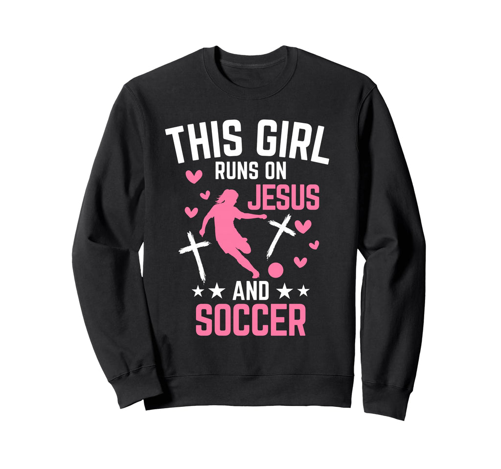 This Runs Jesus And Soccer Sweatshirt - Minimalist Print for Adults