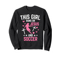 This Runs Jesus And Soccer Sweatshirt - Minimalist Print for Adults
