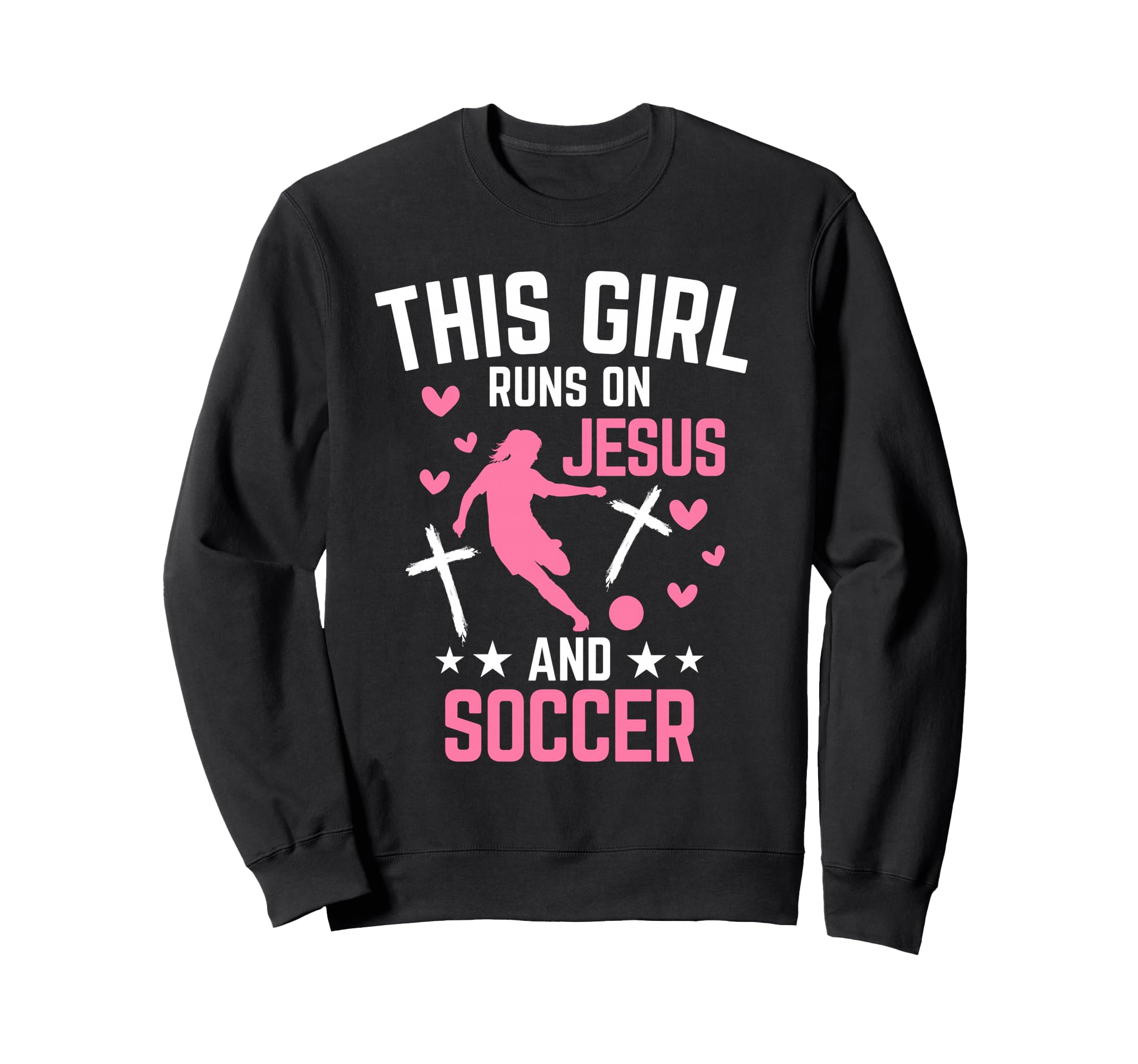 This Runs Jesus And Soccer Sweatshirt - Minimalist Print for Adults