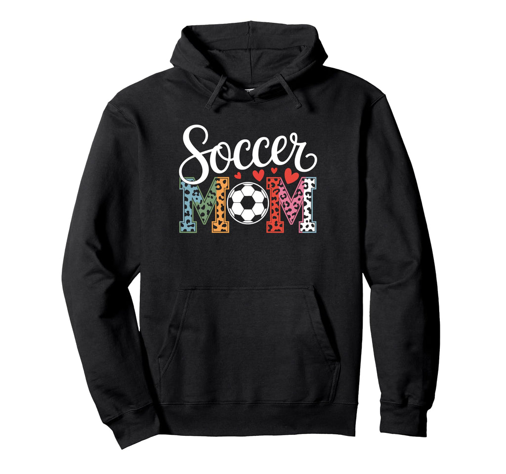 Soccer Mama Mom Leopard Hearts Mothers Day Hoodie - Graphic Print Unisex