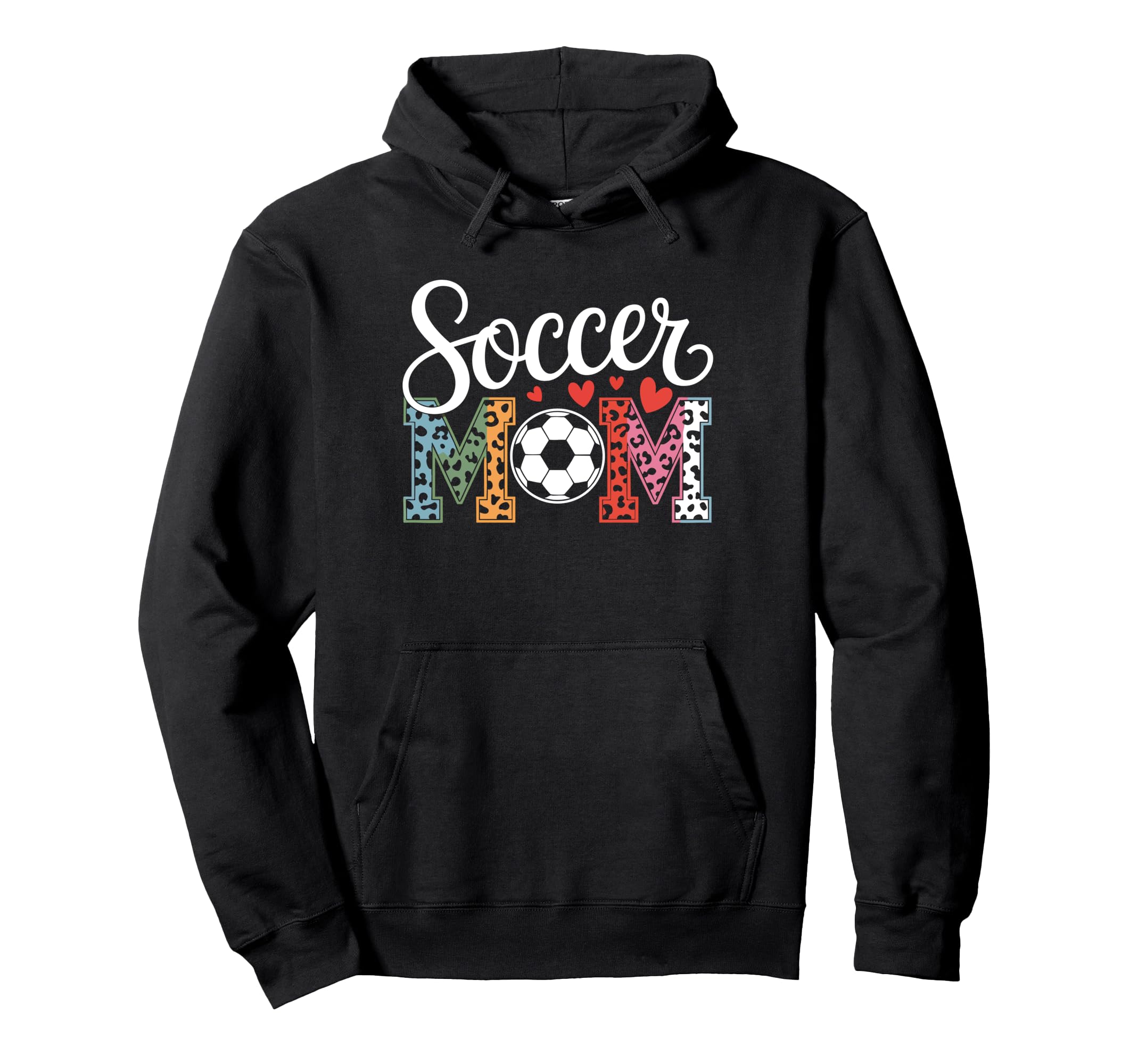 Soccer Mama Mom Leopard Hearts Mothers Day Hoodie - Graphic Print Unisex