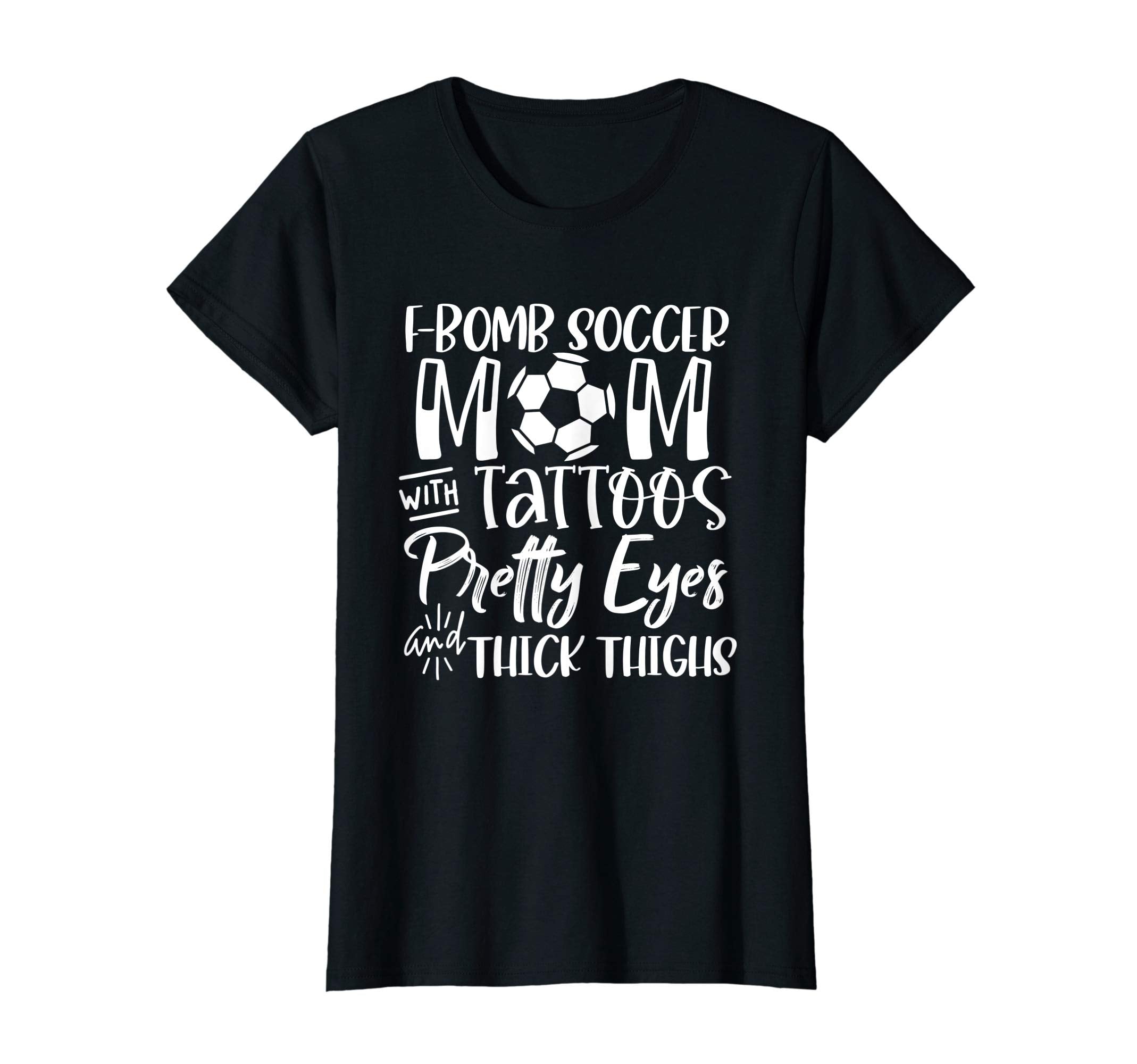 Womens F Bomb Soccer Mom Pretty Eyes T-Shirt - Minimalist Print for Adults