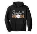 Baseball Mom Leopard Cursive Script Hoodie - Fun Novelty Design Unisex