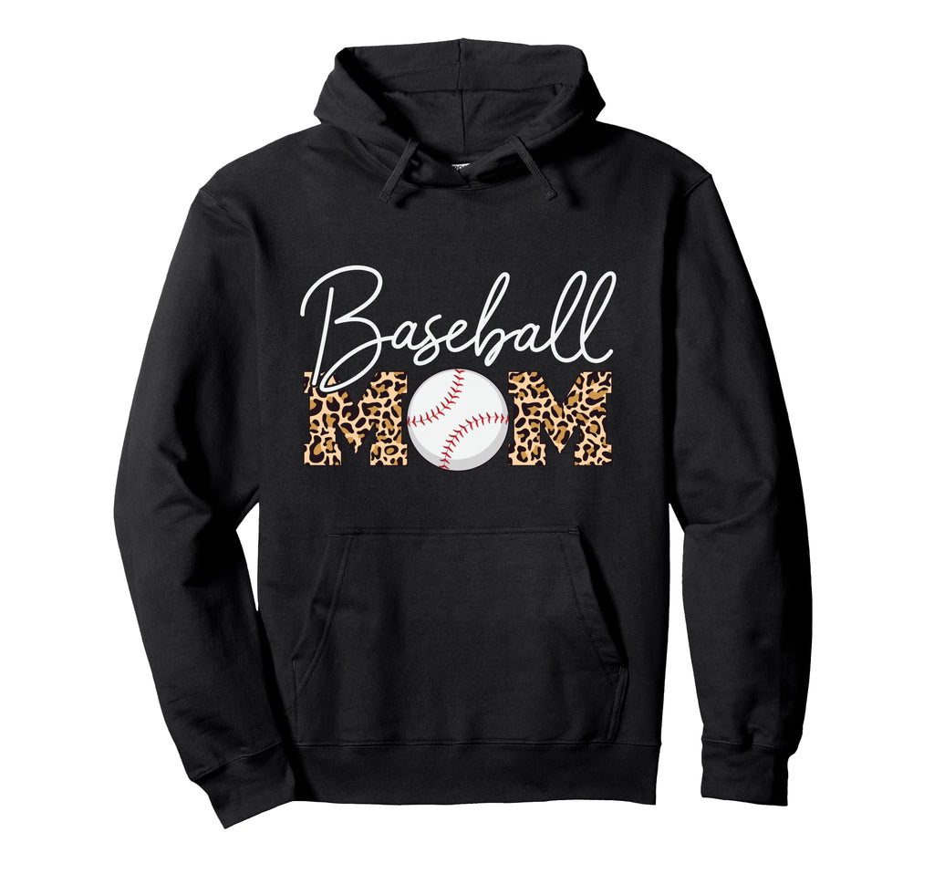 Baseball Mom Leopard Cursive Script Hoodie - Graphic Print Men Women
