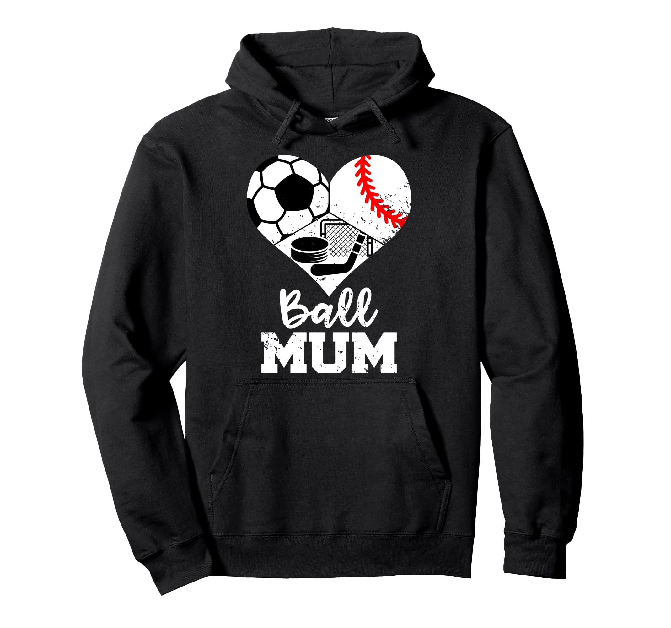 Ball Mum Funny Soccer Baseball Hockey Hoodie - Trendy Graphic for Adults