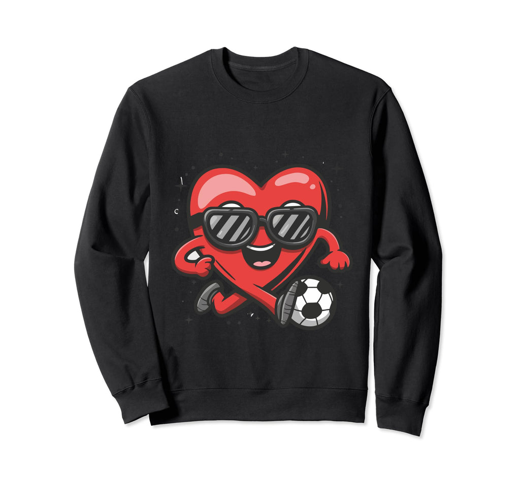 Funny Heart Running Soccer Ball Sweatshirt - Streetwear Style Unisex
