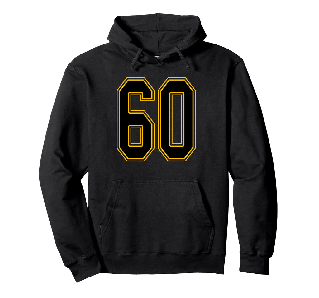 Black And Gold Number 60 Jersey Player Hoodie - Minimalist Print Unisex