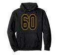 Black And Gold Number 60 Jersey Player Hoodie - Minimalist Print Unisex