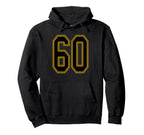 Black And Gold Number 60 Jersey Player Hoodie - Minimalist Print Unisex