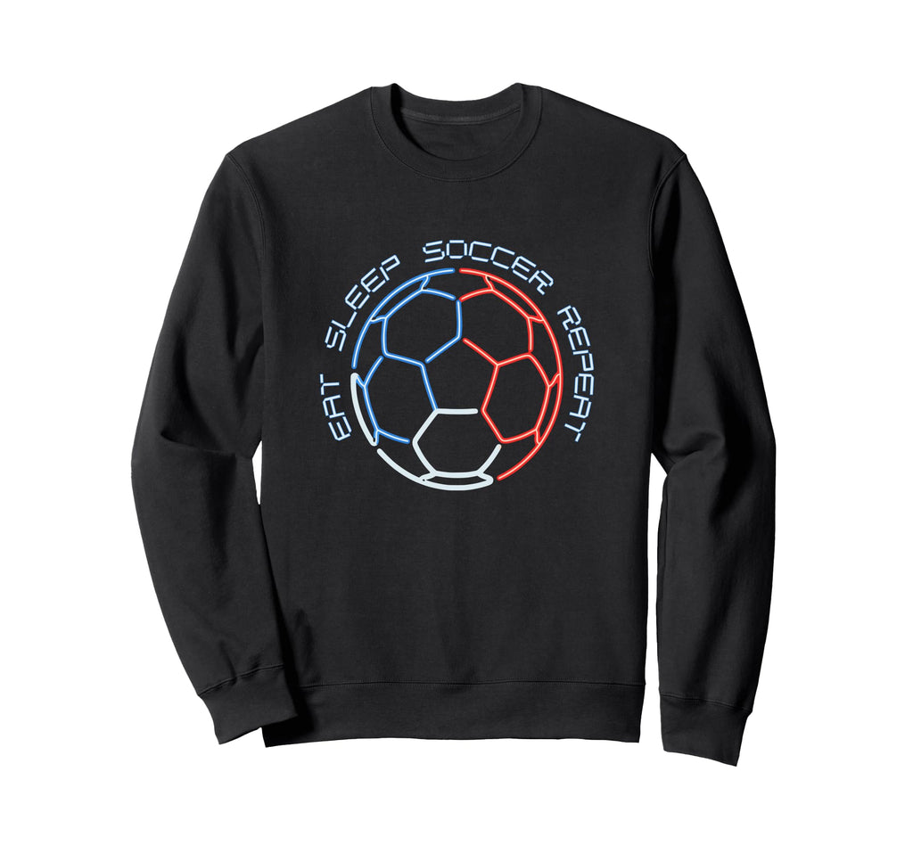Eat Sleep Soccer Repeat Line Art Sweatshirt - Minimalist Print for Adults