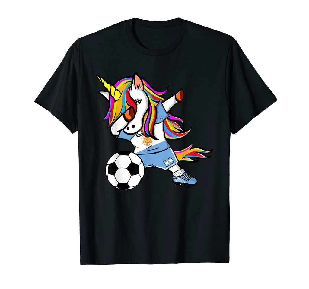 Dabbing Unicorn Argentina Soccer T-Shirt - Custom Art Print Men Women