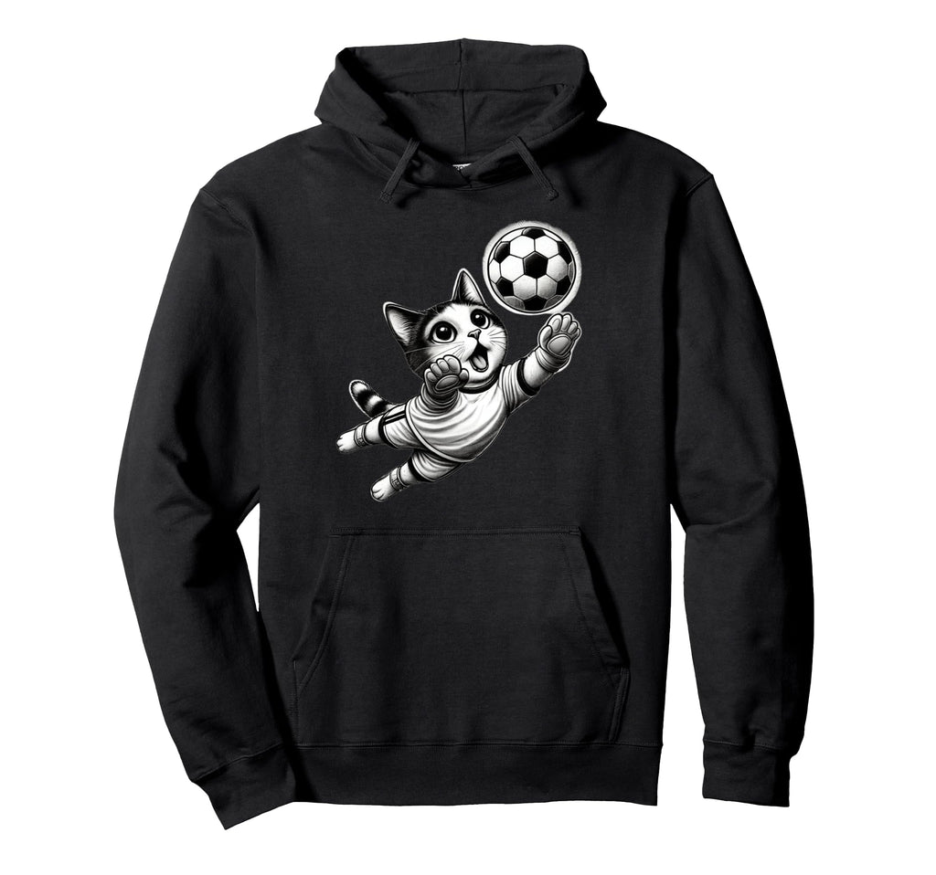 Soccer Goalie Athletic Kitten Sports Hoodie - Minimalist Print Men Women
