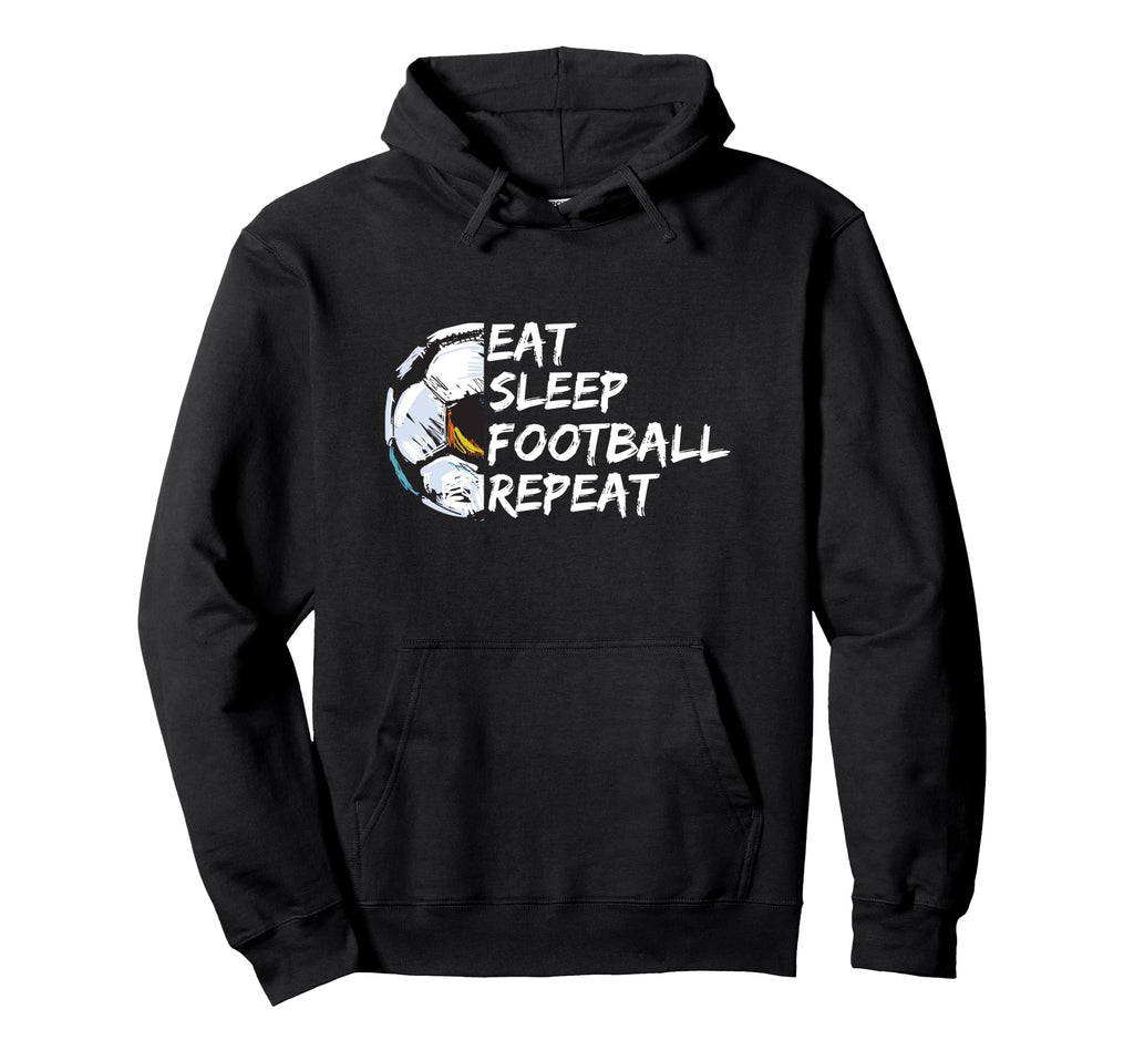 Eat Sleep Football Repeat Half Ball Soccer Hoodie - Trendy Graphic Unisex