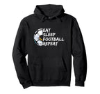 Eat Sleep Football Repeat Half Ball Soccer Hoodie - Trendy Graphic Unisex