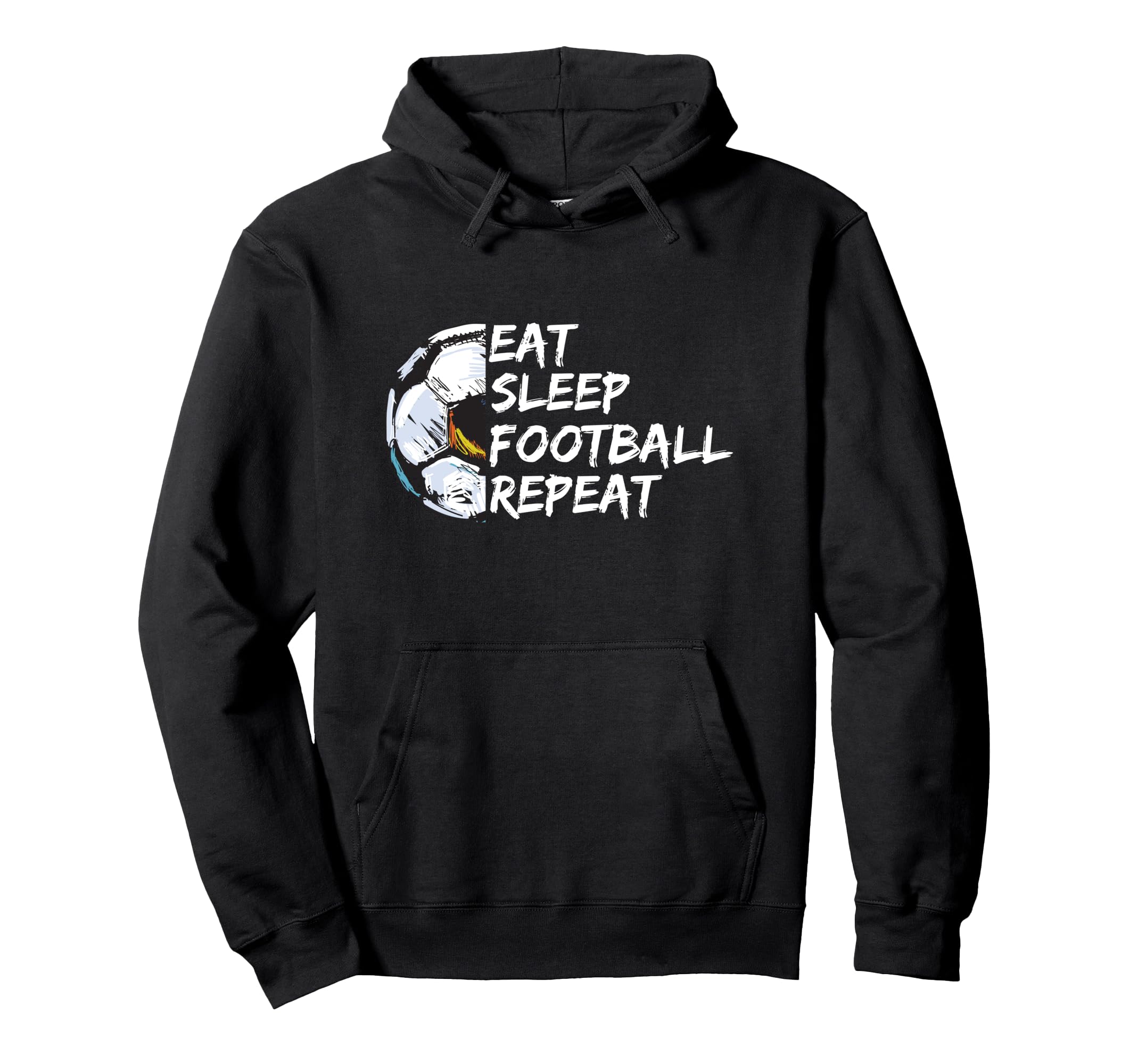 Eat Sleep Football Repeat Half Ball Soccer Hoodie - Trendy Graphic Unisex