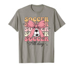 Groovy Soccer Coquette Bow Soccer Lover T-Shirt - Novelty Apparel Unisex