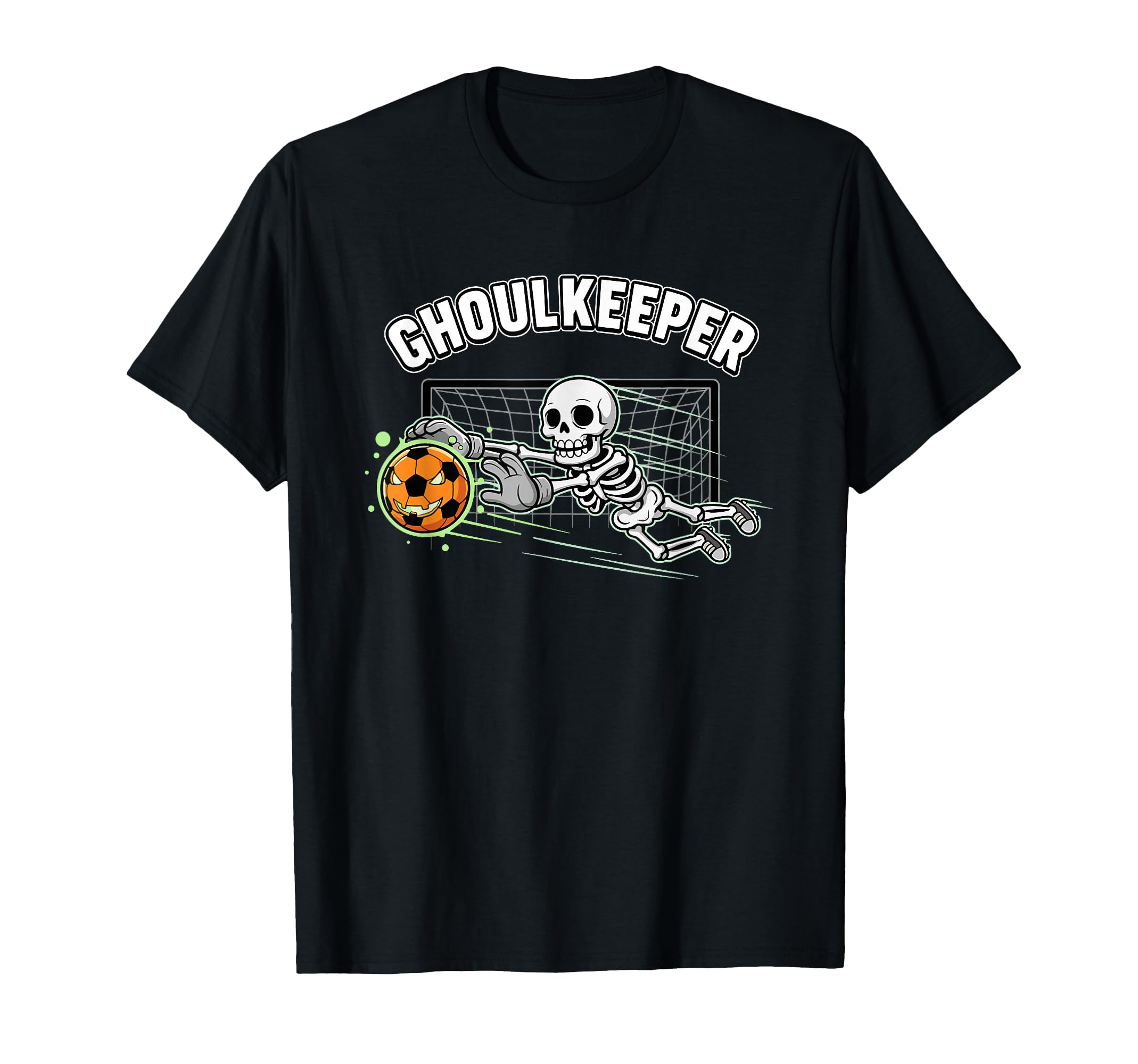 Ghoulkeeper Skeleton Goalie Halloween T-Shirt - Graphic Print Unisex