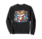 Tiger Soccer Player Kicking Soccer Sweatshirt - Minimalist Print Unisex