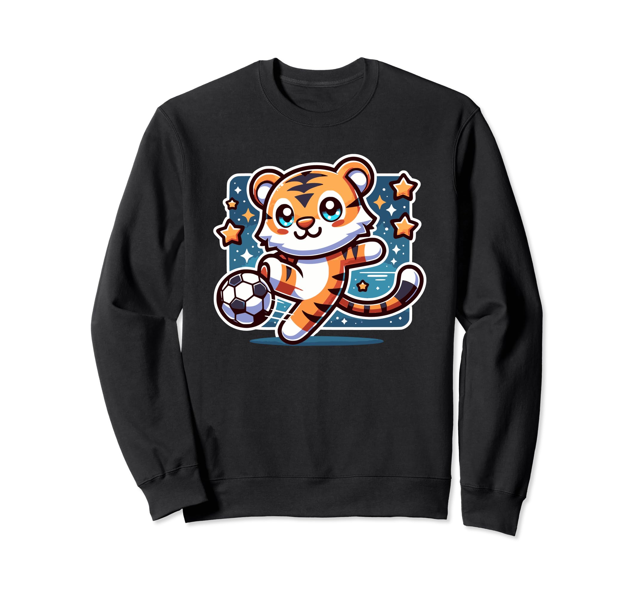 Tiger Soccer Player Kicking Soccer Sweatshirt - Minimalist Print Unisex