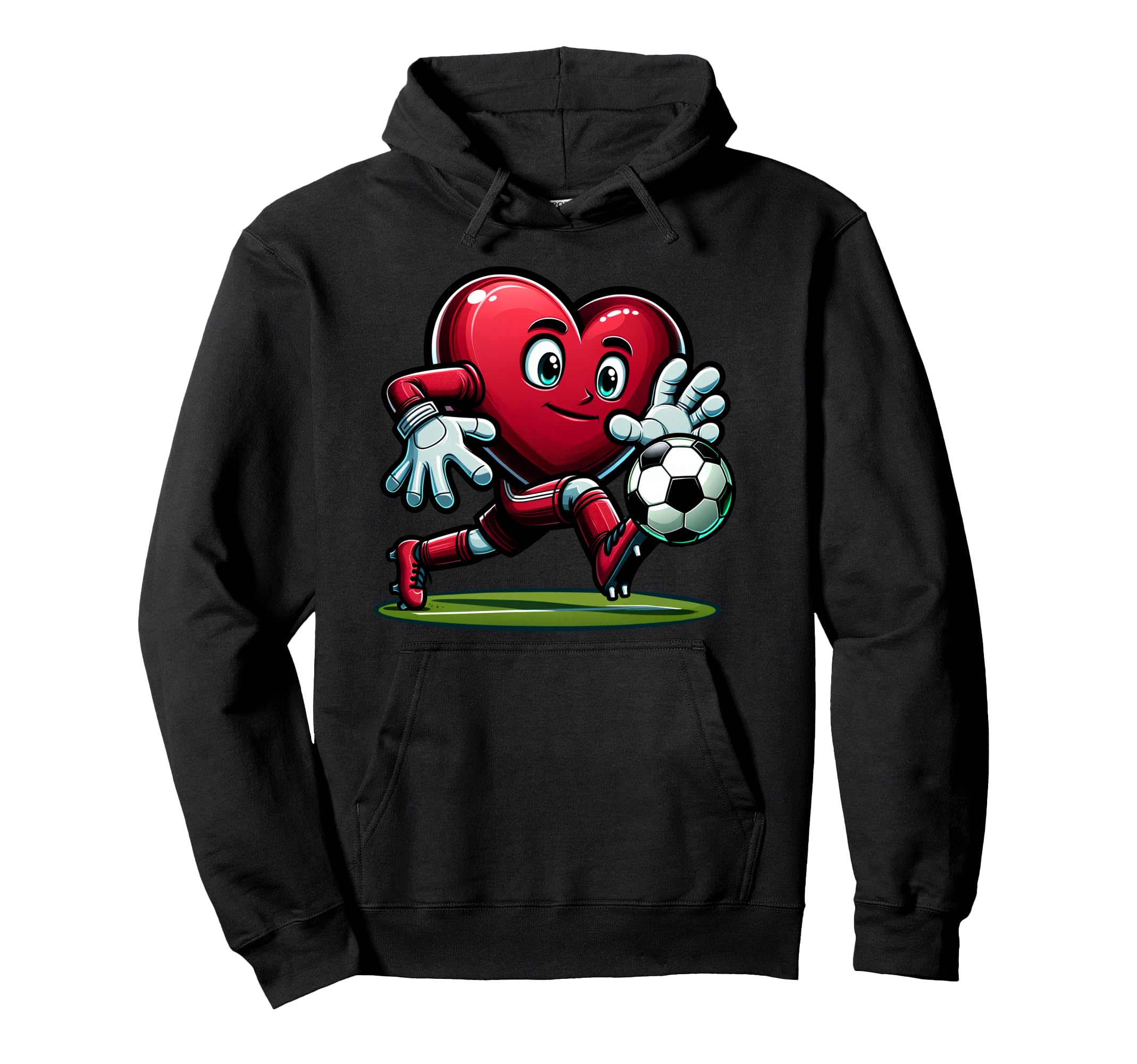 Valentines Day Heart Soccer Hoodie - Casual Everyday Wear for Adults