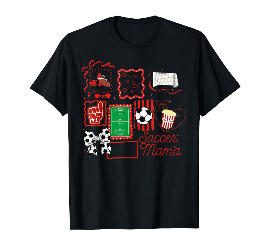 Coquette Bow Stamp Soccer Mama Sport T-Shirt - Novelty Apparel Men Women