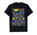 Pride Love Who You Want Rainbow Lbgtq T-Shirt - Graphic Print Unisex