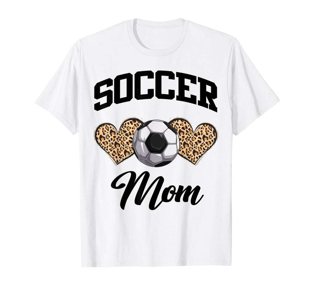 Soccer Leopard Heart Soccer Mom T-Shirt - Minimalist Print Men Women
