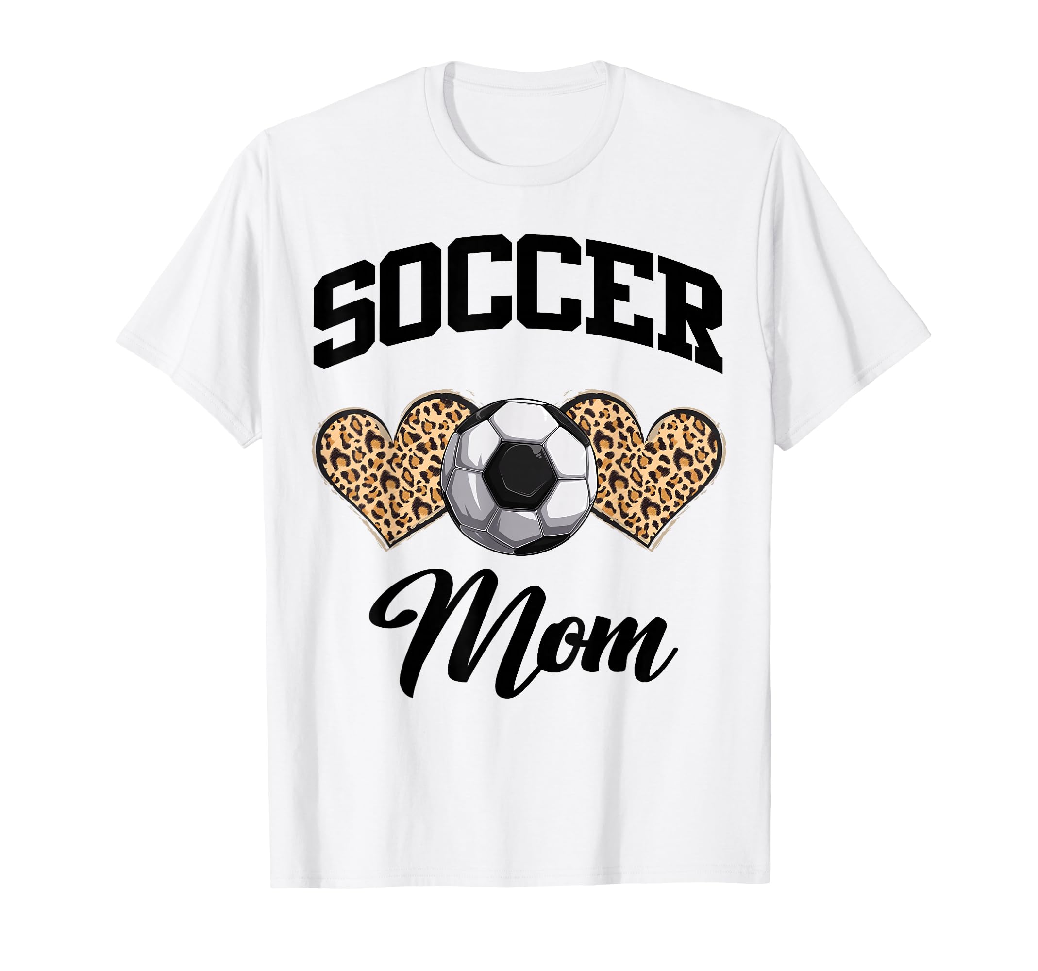 Soccer Leopard Heart Soccer Mom T-Shirt - Minimalist Print Men Women