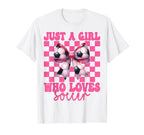 Just Who Loves Soccer Coquette Bow T-Shirt - Trendy Graphic for Adults